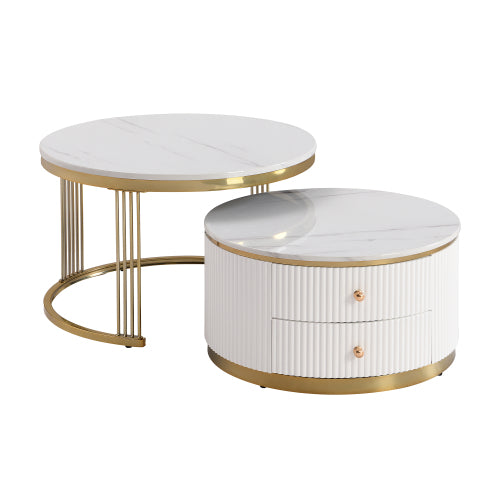 Modern White Circular Nested Coffee Table