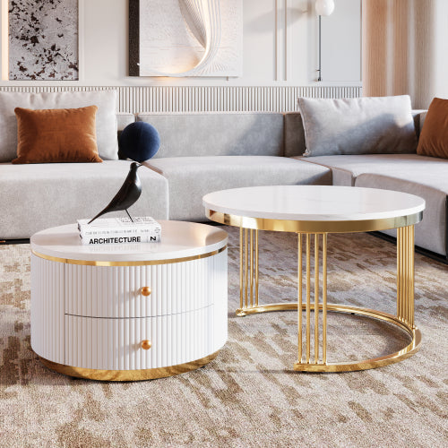 Modern White Circular Nested Coffee Table