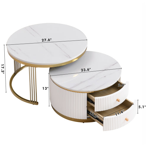 Modern White Circular Nested Coffee Table