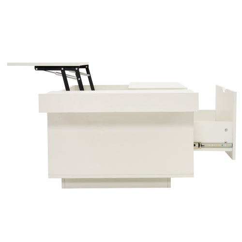 Mesa de Centro Elevatória Branca com Gaveta