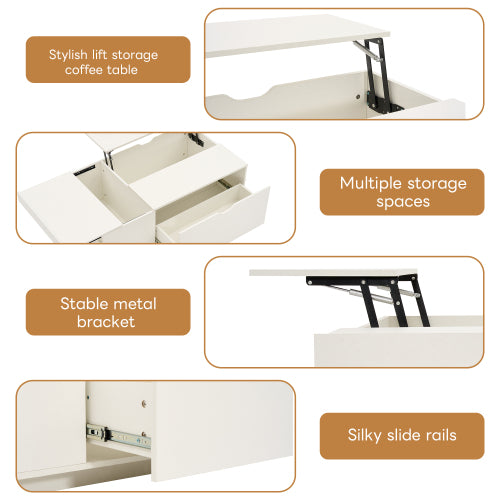 Mesa de Centro Elevatória Branca com Gaveta