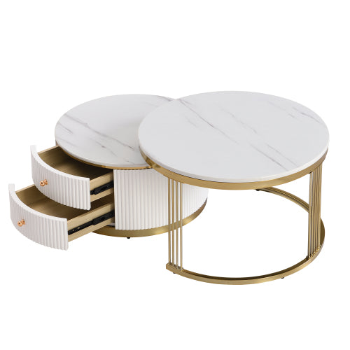 Modern White Circular Nested Coffee Table