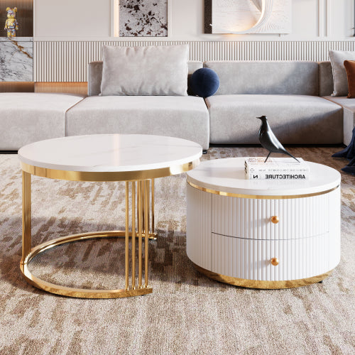 Modern White Circular Nested Coffee Table