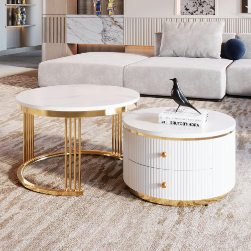 Modern White Circular Nested Coffee Table