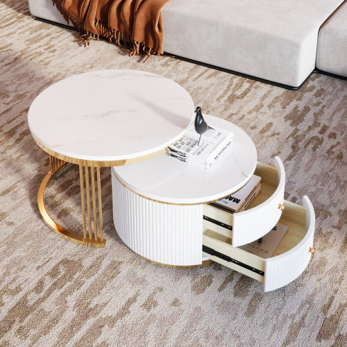 Modern White Circular Nested Coffee Table