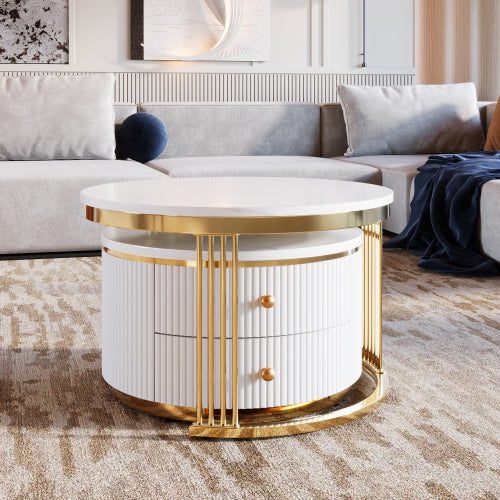 Modern White Circular Nested Coffee Table